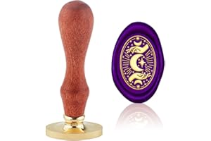 Hobbspring Moon Star Wax Seal Stamp Replaceable Envelopes DIY Seal Stamp Vintag Hand Oval Brass Head Wooden Handle for Divina