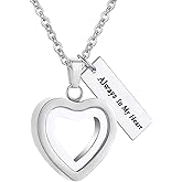 InfuMemo Glass Heart Cremation Urn Necklace for Ashes Stainless Steel Memorial Ash Pendant Keepsake Jewelry Cremation Jewelry for Women