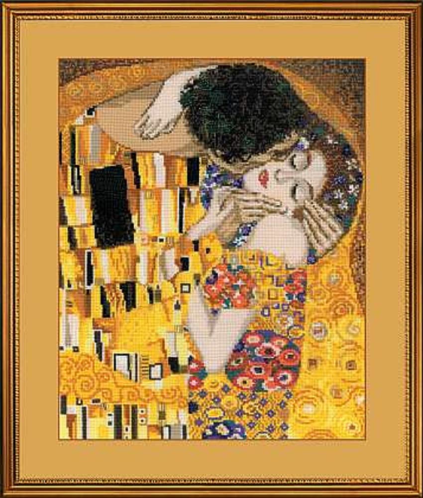 RIOLIS Counted Cross Stitch Kit 11.75"X13.75"-The Kiss/G.Klimt's Painting (14 Count) -R1170