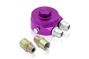 AJP Distributors Upgrade JDM Universal M20 x 1.5 3/4-16 Car Engine Oil Filter Cooler Relocator Sandwich Adapter Plate Kit 10AN Fitting + Cap Aluminum Alloy Anodized Purple