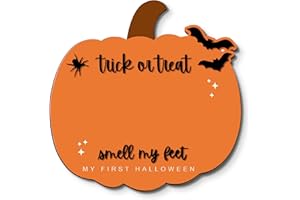 MDPRINTS GLOBAL My First Halloween Sign, 8.5" DIY Baby's First Halloween Footprints Craft, Baby's First Halloween Craft, Babies Boo Basket Stuffers, Newborn Name Sign Photo Prop (Pumpkin Sign 2)