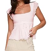 Meihuida Women's Lace Babydoll Cap Sleeve Tank Top