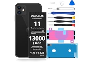 DRECHAS [13000mAh] Battery for iPhone 11, Upgraded High Capacity 0 Cycle Li-Polymer Replacement Battery for iPhone 11 Models A2111, A2221, A2223 with Complete Professional Repair Tool Kit