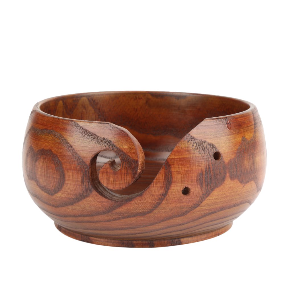 Natural Wood Yarn Bowls for Knitting, Indian Rosewood Yarn Holder Yarn Bowls for Knitting, Home Decoration, for Yarn Storage, 14-16CM/18-20CM(14-16CM)