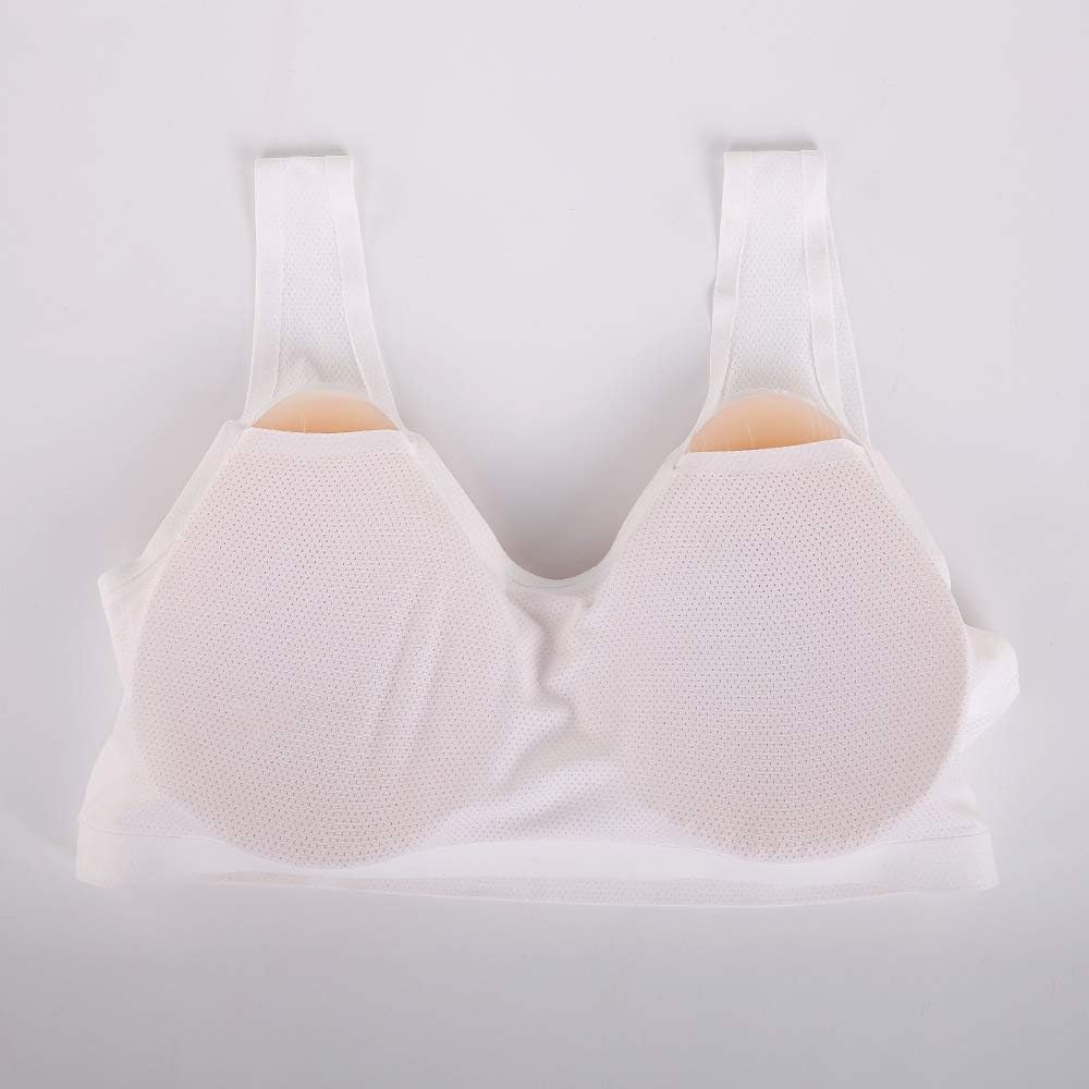 ZMASI 2-in-1 Silicone Breast Inserts Forms Waterdrop Fake Breast Mastectomy Bras Prosthetic Set