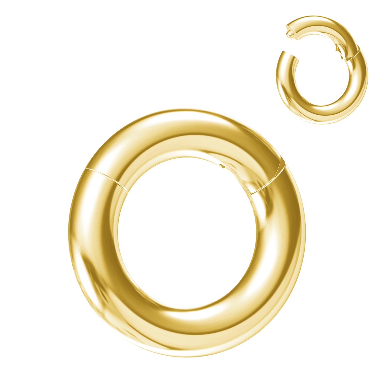 NewkeepsR 6G×8mm Gold Anodised Surgical Steel Septum Hinged Clicker Segment Nose Helix Daith Cartilage Ring