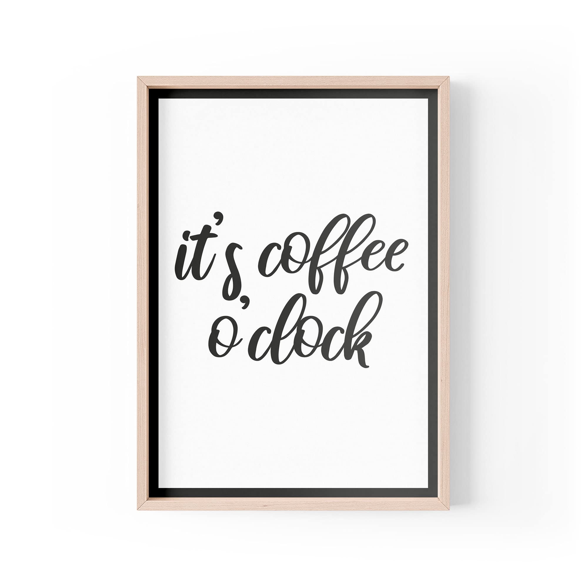 Tongue in Peach Funny Quote Print | Home Prints | It's Coffee O'Clock | Typography Kitchen Dining Caffeine | A4 A3 A5 | *FRAME NOT INCLUDED* - A5 - PBH12