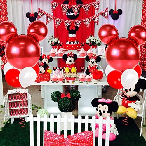 Banniere Joyeux Anniversaire Et Minnie Cupcake Toppers Pour Fete Prenatale Joymemo Decorations Danniversaire Minnie Mouse Rouge Et Noir Pour Filles Cuisine Maison Assortiments De Fetes Libertywings Vn