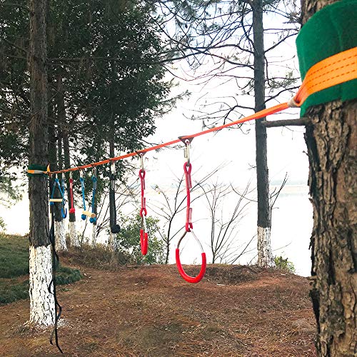 45 Foot Ninja Warrior Training Equipment For Kids Teens +Climbing Rope Ladder, 8 Hanging Ninja Obstacle Course Slackline Swing Monkey Bars, Playground Equipment For Backyard Outdoor Indoor & Carry Bag - Thumbnail 2