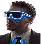 Gooder Flashing LED Neon Rave Glasses Wireless LED Luminous Sunglasses USB Rechargeable Party Glowing Sunglasses Light up DJ Costumes for Halloween, Party Supply (Blue)