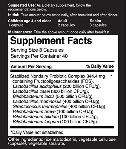 FoodScience of Vermont Mega Probiotic-ND, Digestive Health Supplement, 120 Capsules