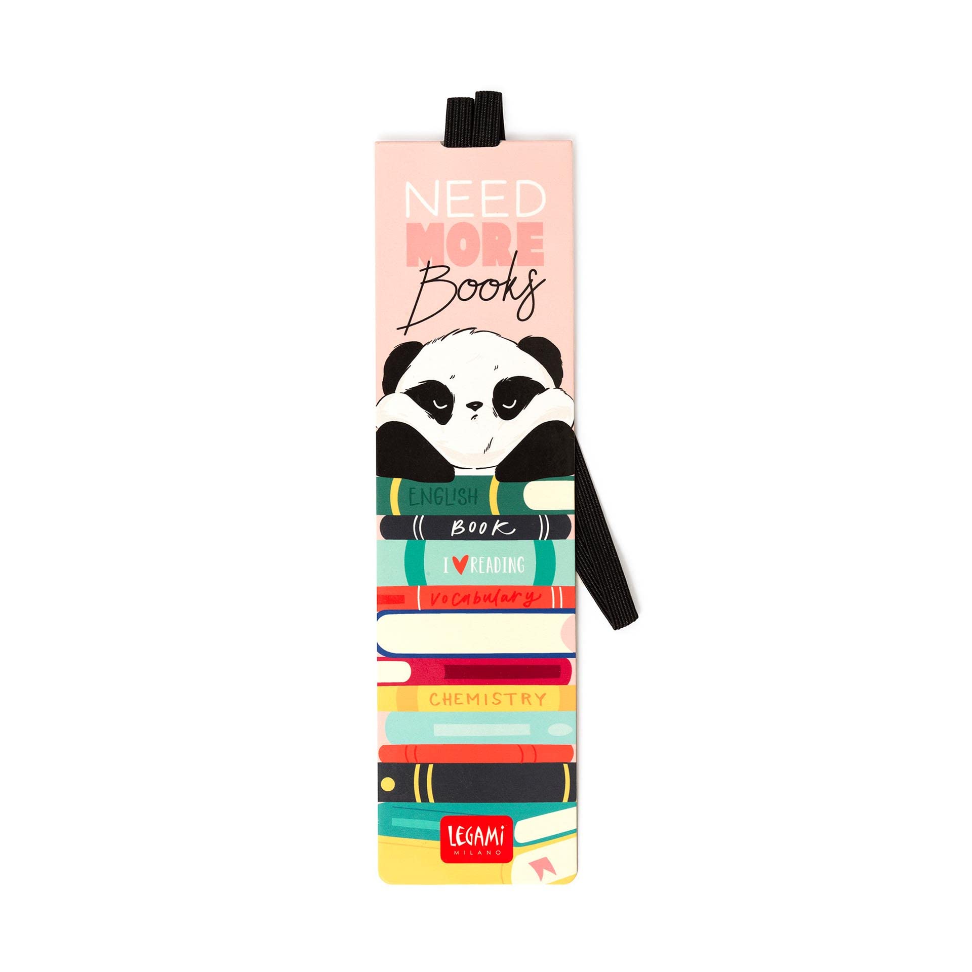 Legami Elastic Bookmark, 4.7x17.5 cm, on FSC® Certified Paper, Panda Theme, Holds the Page and the Book Closed