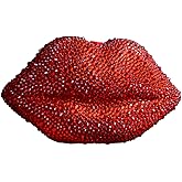 caralin Women Leather Lips-shaped Evening Clutch Purses Crossbody Bags Banquet Handbag Rubber Drill, As Pic Shows