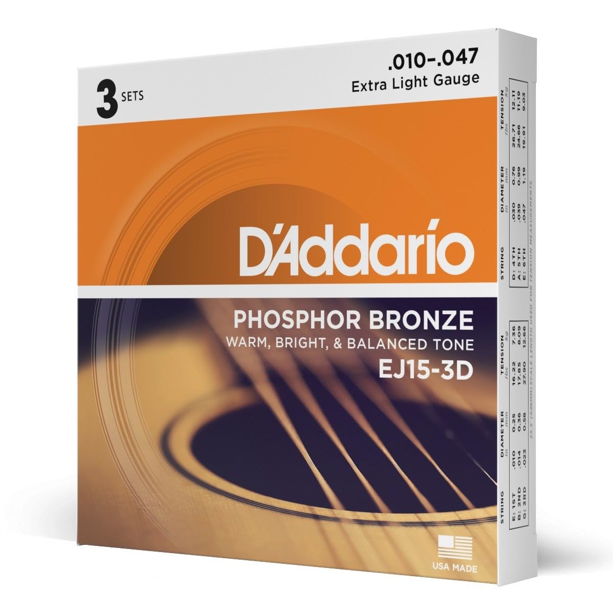 D'addario Ej15-3d 10-47 Phosphor Bronze