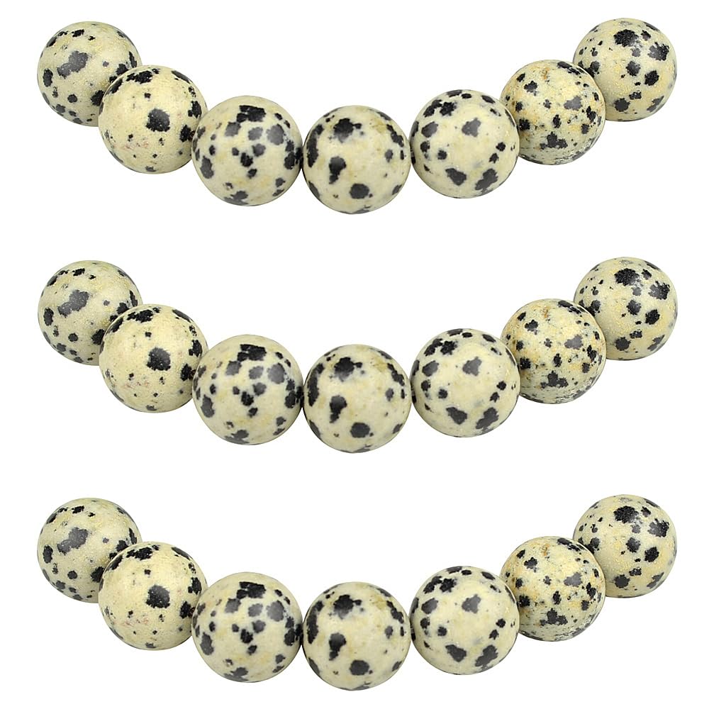 MJDCB Natural Round Stone Beads 8mm Leopard Skin Stone Loose Gemstone Beads for Jewelry Making Bracelet Necklace 43pcs
