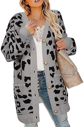 leopard print cardigan amazon