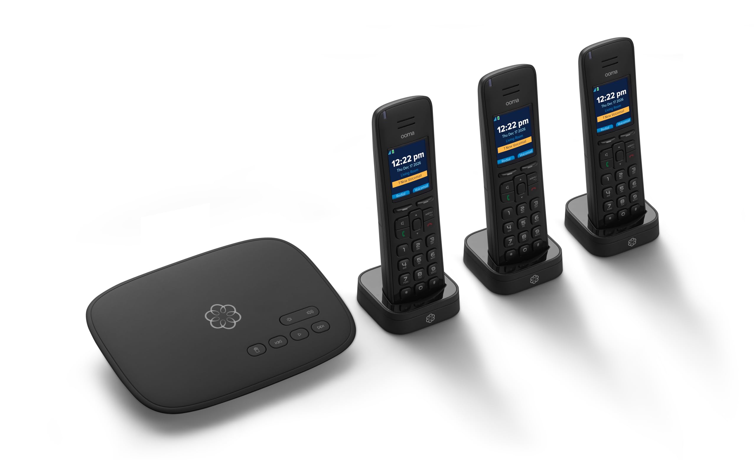 ooma Telo VoIP Home Phone with 3x HD3 Handset, Black (TELO3HD3)
