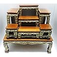 UnseenThailand Set Of Altar Table, Thai Buddha Show Table Set Made from Teak Wood Carving. (W18"xD13")