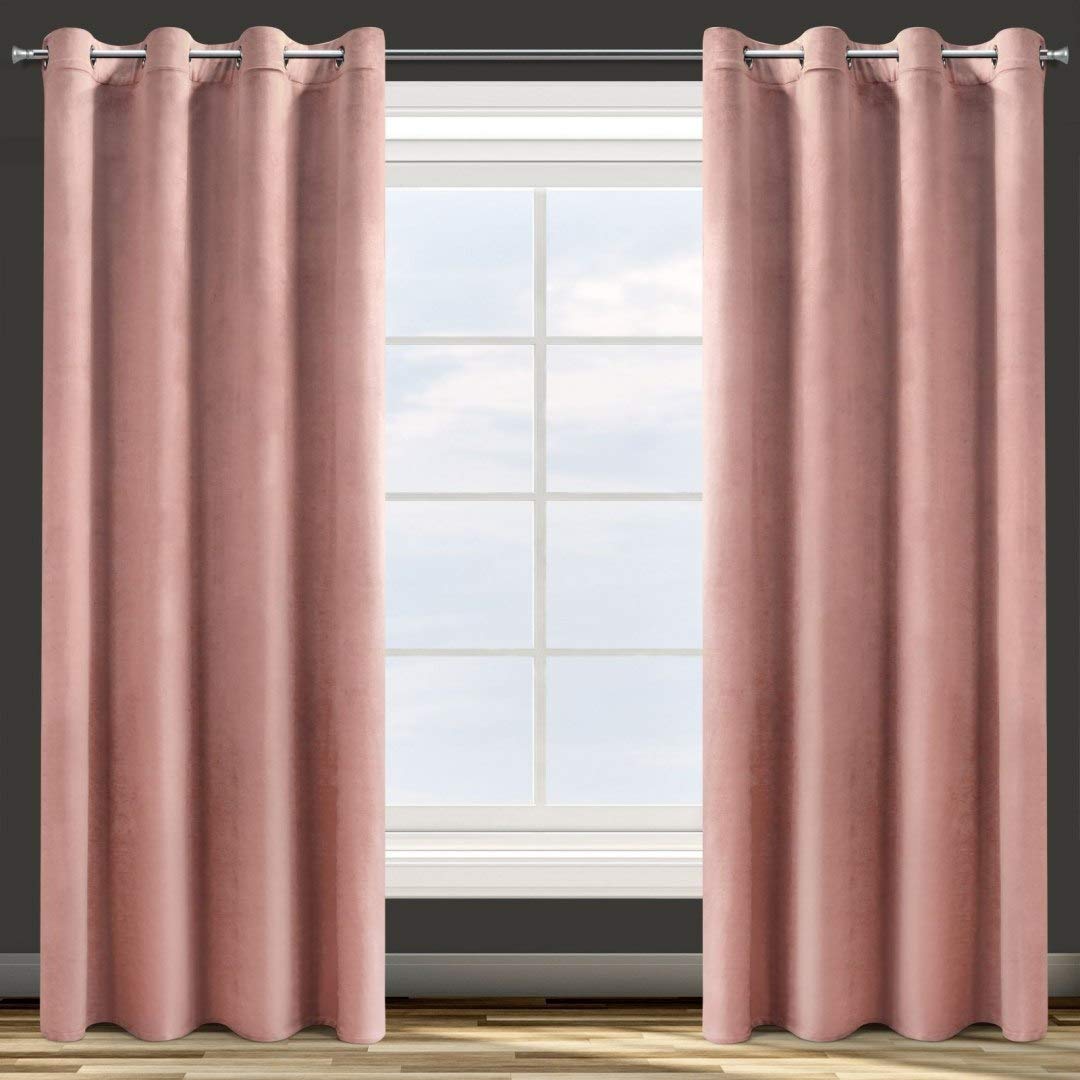 Eurofirany Design91 ROSA Soft Plain Opaque Velvet Curtain with Eyelets - 1 Unit, Fluffy Panel Drape Classic Glamour Elegant Living Room Bedroom, W55 x L98, Dark Pink
