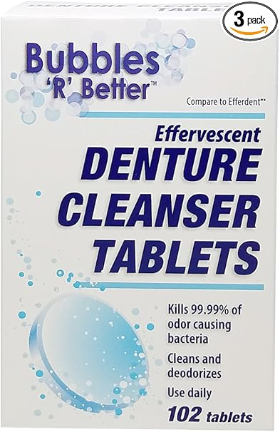 Amazon Com Bubbles R Better Single Layer Effervescent Denture Cleanser Tablets 306count 3 Pack Of 102count Health Personal Care