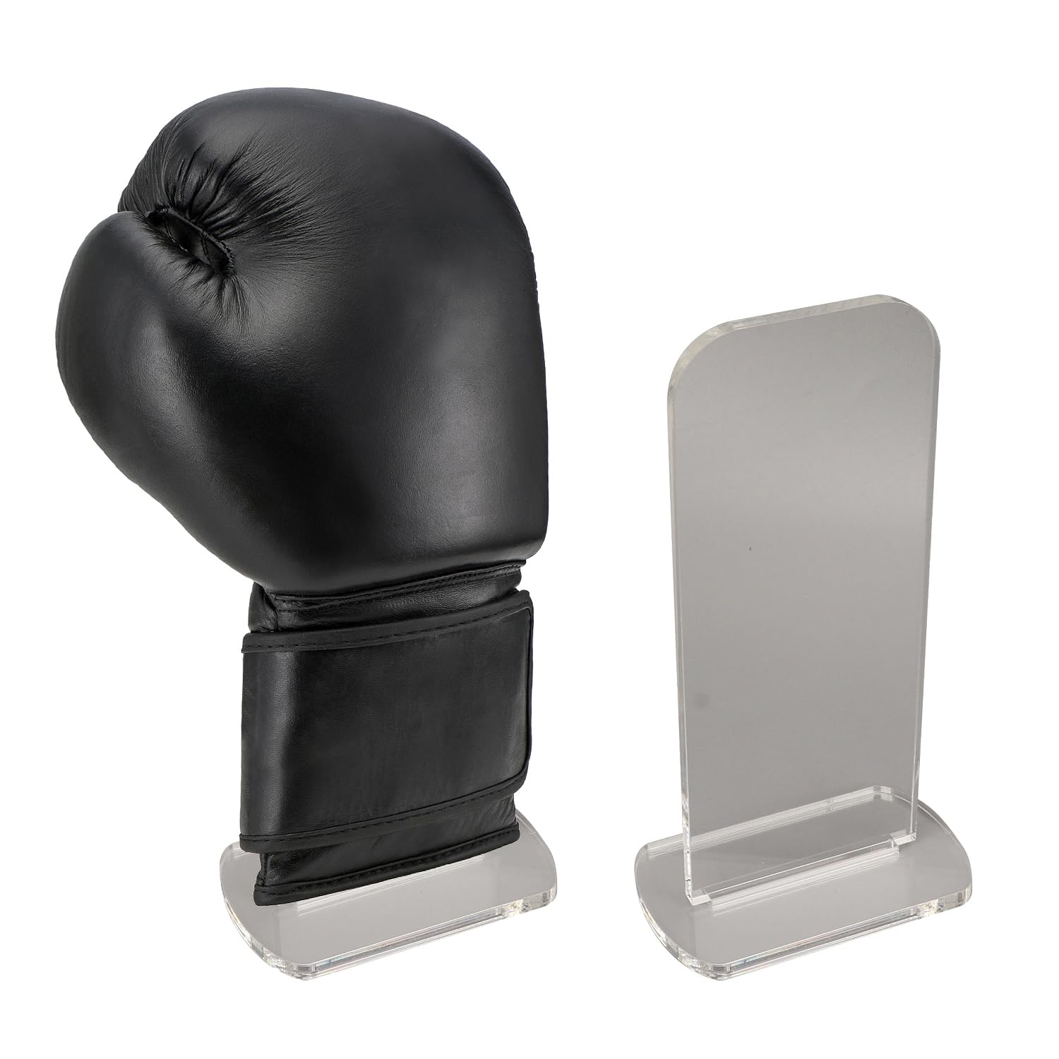 Tissting 2 Pcs Boxing Glove Display Stand 3.1 X 2 X 5.9in Acrylic Clear Base Vertical Boxing Glove Holder with Detachable Base, Boxing Fight Gloves Display Rack for Home