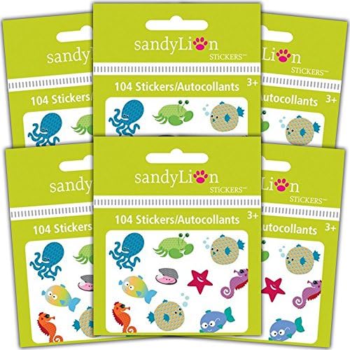 Ocean Fish Stickers Party Supplies Pack -- Over 600 Stickers (48 Party Favor Sheets -- Fish, Seahorses, Crabs and More!)