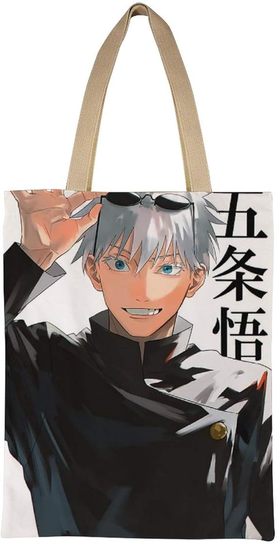 Amazon Nanagoten 呪術廻戦 トートバッグ レディース キャンバス 帆布バッグ ショルダー ハンドバッグ 大容量 サイズ 35 45cm オシャレ 五条悟 狗巻棘 虎杖悠仁 両面宿儺 夏油傑 伏黒恵 人気 グッズ ファッション メンズ エコバッグ 買い物バッグ ショッピング 通勤