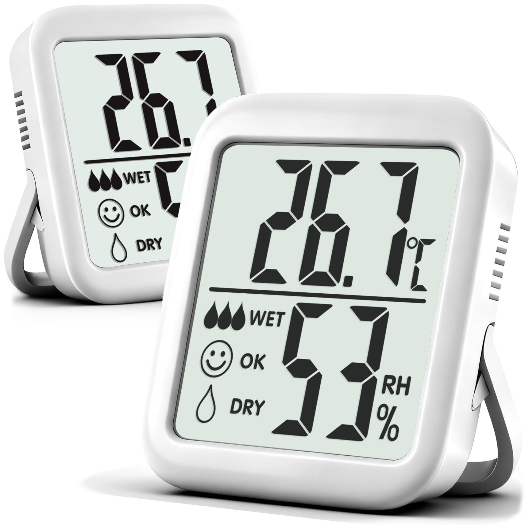 Antonki 2 Pack Room Thermometer for Home Indoor Hygrometer Humidity Meter Gauge Digital Temperature and Humidity Sensor Monitor for House Terrarium Incubator Greenhouse - Battery Included
