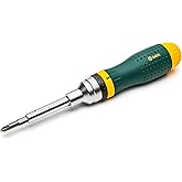 SATA 19-in-1 Multipurpose Ratcheting Screwdriver Set with 8 Double-Sided Bits and a Green and Yellow Oil-Resistant Handle - S