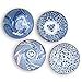 YALONG 20 Ounce Deep Soup Asian Bowls Set of 4, 6 Inch Ceramic Cereal Bowls Set of 4 Blue and White Patterns Serving Pasta Salad Rice Noodle Japanese Bowls Microwave Dishwasher Safe for Gift
