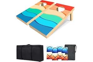 FESHIR 2' x 1' Corn Holes Set: 8 Bean Bags, Carrying Bags, and 2 Boards - Perfect for Kids & Family Outdoor Fun at Beach, Law