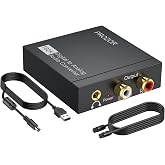 PROZOR 192KHz Digital to Analog Audio Converter, DAC Optical to Analog L/R RCA 3.5mm Converter, Digital SPDIF Toslink Optical to 3.5mm Jack Adapter for PS3 HD DVD PS4 Amp Apple TV Home Cinema