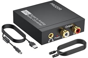 PROZOR 192KHz Digital to Analog Audio Converter, DAC Optical to Analog L/R RCA 3.5mm Converter, Digital SPDIF Toslink Optical to 3.5mm Jack Adapter for PS3 HD DVD PS4 Amp Apple TV Home Cinema