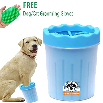 BLACK DOG Dog Grooming Foot/Paw Washing Cup, Pet Paw Cleaner, Portable Dog Washer with Feet Soft Silicone Bristles Small Medium Dogs (Small-Color May Vary)