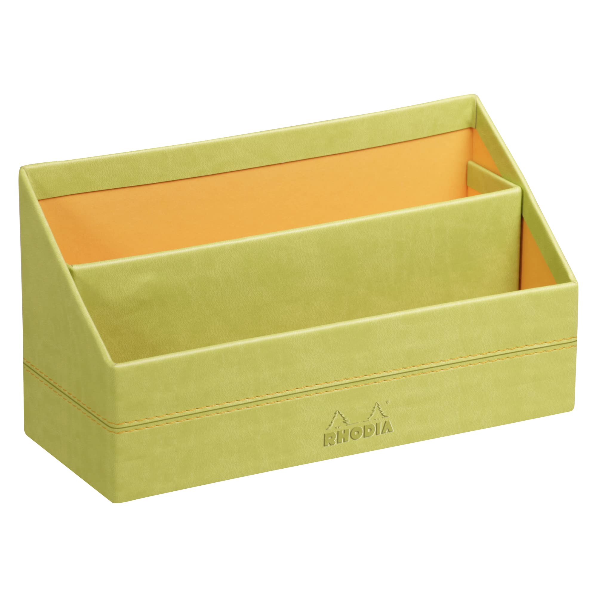 RHODIA 318846C - Anis Mail Holder - 25x10x14 cm - Orange Saddle Stitching - Faux Leather Exterior - Rhodiarama Home Office Collection - Office Organization & Designer Storage