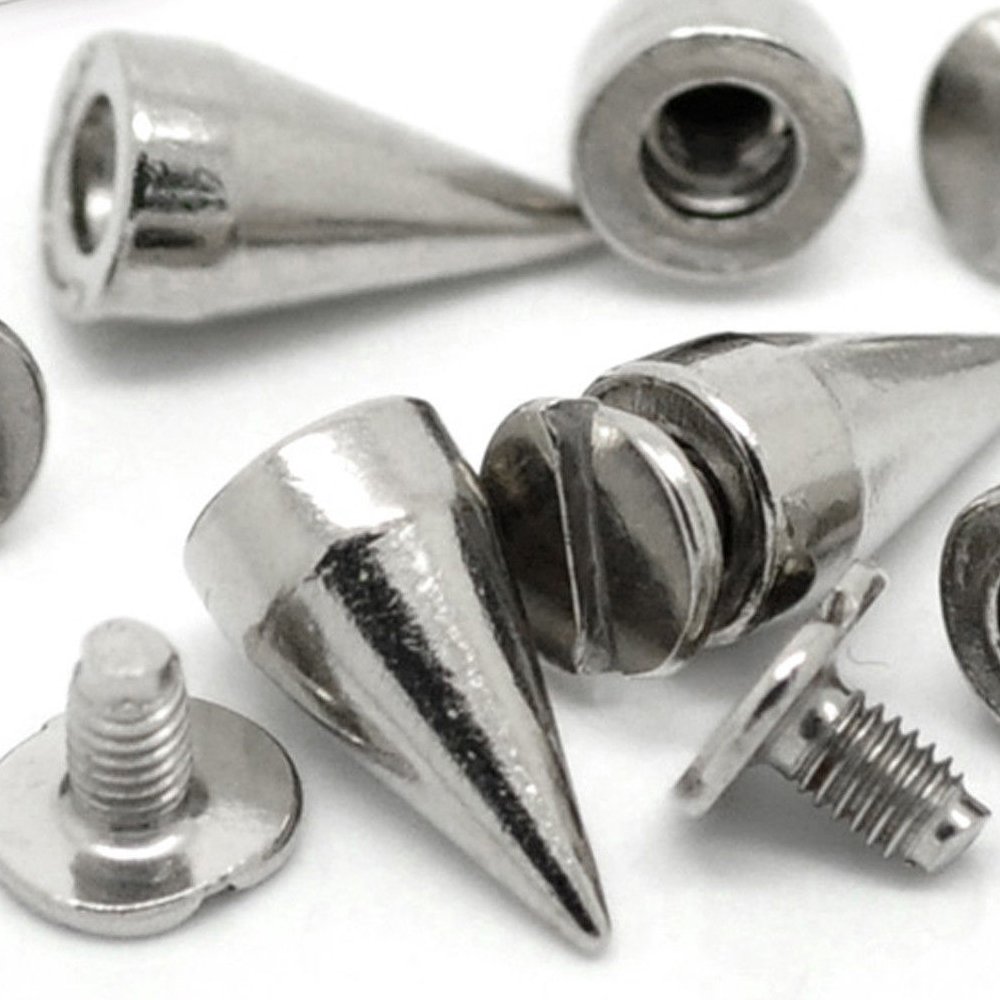 RUBYCA 500 Sets 13MM Silver Color Bullet Cone Spike and Stud Metal Screw Back for DIY Leather-craft