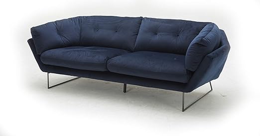 Meubletmoi Canape 3 Places Velours Bleu Marine Grand Confort Et