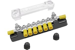 LENKRAD Power Distribution Block Bus Bar Pair with Cover, 150A Bus Bar for Marine, Automotive(6 Screws + 2 Studs)