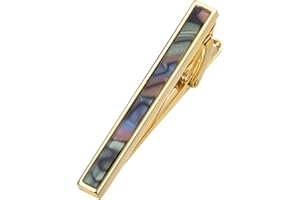 Jonwo Polished Natural Abalone Men Cufflinks and Tie Clip Set Silver Tone 14K Gold Plated Men Tie Pin Cufflinks for Wedding Tuxedo Shirt Party Birthday Anniversary