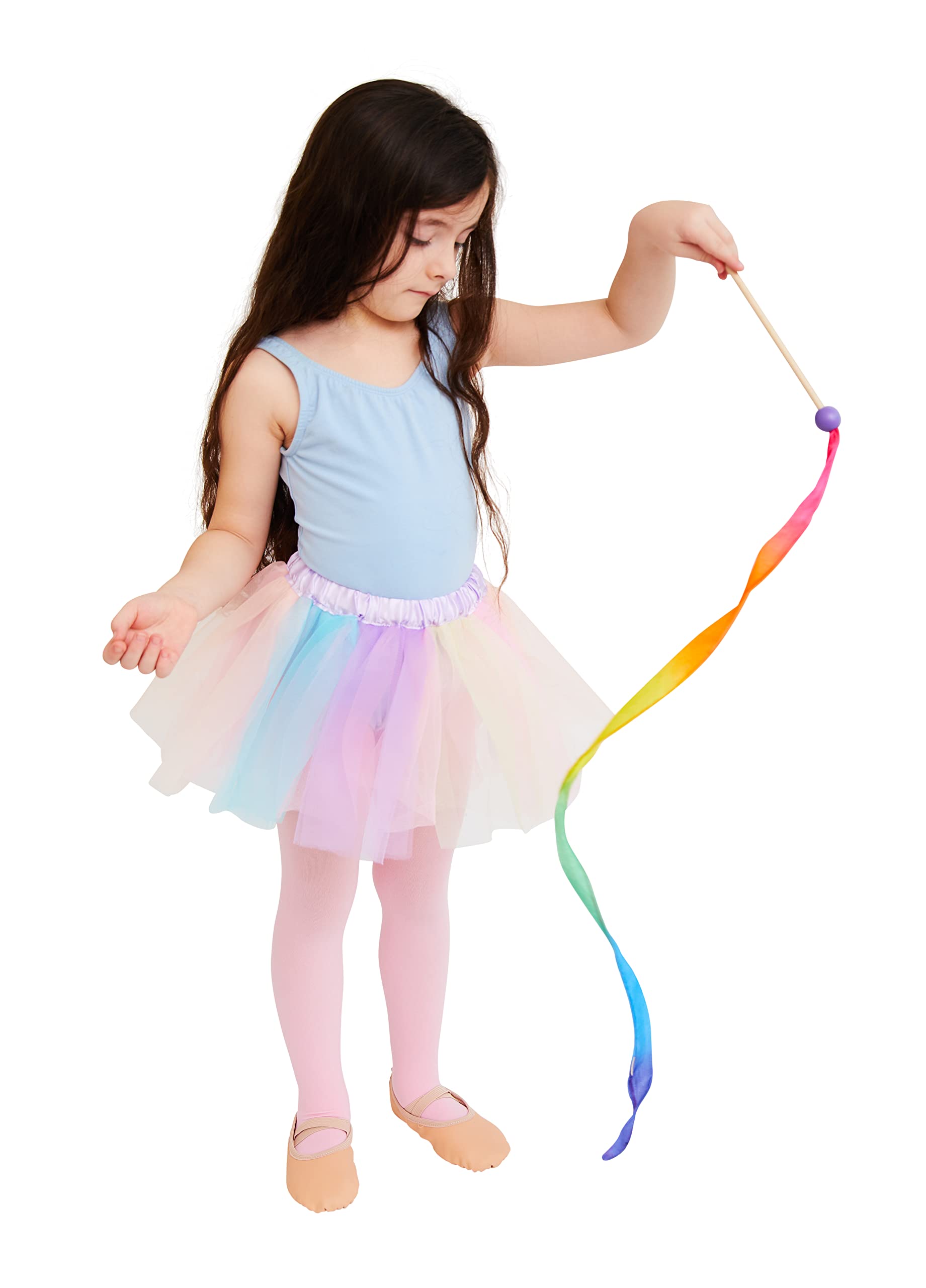Sarah's Silks Mini Rainbow Streamer - Long Ribbon Wand for Kids, Pretend Play, Dance, Baton Stick Twirling, and Gymnastics Party Favors | 100% Silk and Wood Montessori and Waldorf Toys (2)