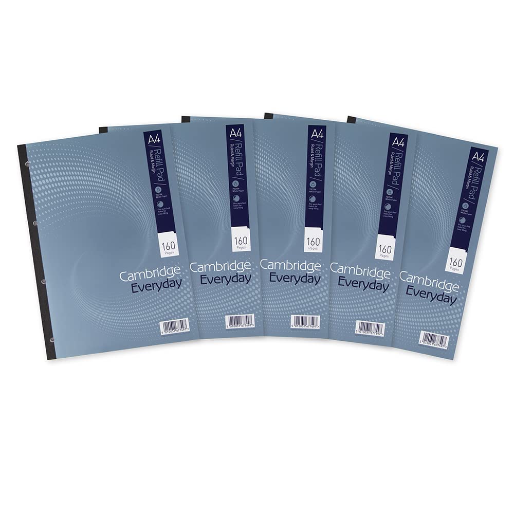Cambridge A4 Ruled with Margin Sidebound Refill Pad (Pack of 5)