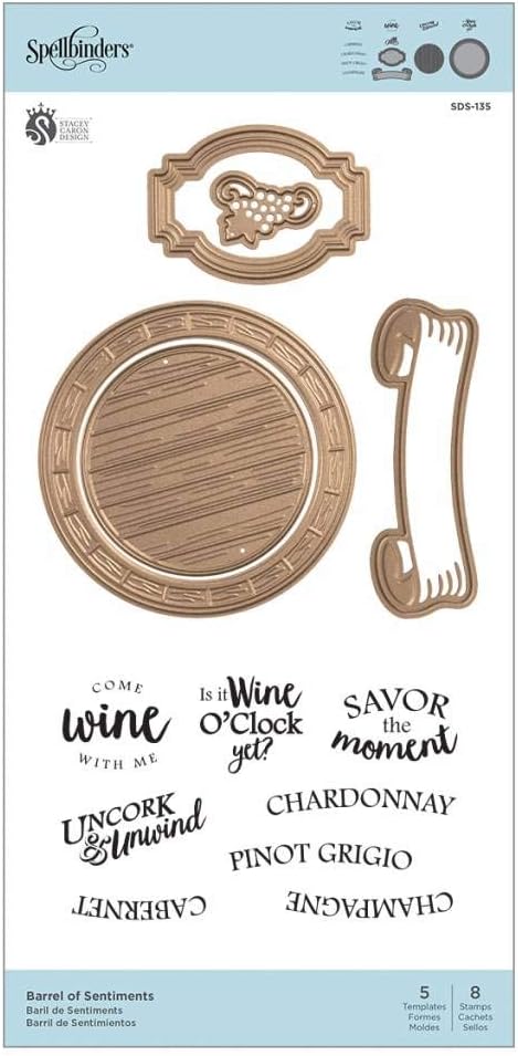 Spellbinders Barrel of Sentiments Stamp and Die Set, Metal, Multi-Colour, 29.7 x 14.7 x 0.6 cm