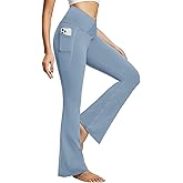 baleaf Women's V Crossover Flare Leggings with Pockets Yoga Pants High Waist Casual Workout Gym Bell Bottom Leggings