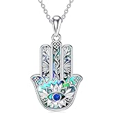 VONALA Silver Evil Eye Necklace for Women Hamsa Fatima Necklace Hamsa Hand Jewelry Gifts for Men