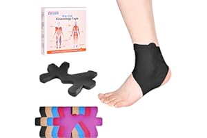 IEADEN Precut Kinesiology Tape for Ankle, 10 Pcs - Ankle Support & Stability, Ankle Pain Relief Athletic Tape - Waterproof & Elastic, Breathable Hypoallergenic Latex-Free Tape, Black