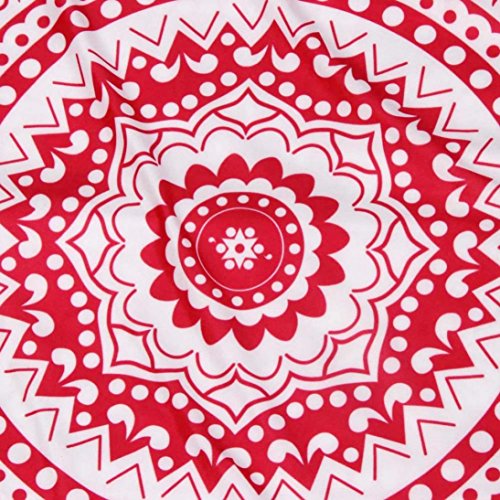 KMG Kimloog Round Pillow Cover, Decorative Mandala Pillow Sham, Indian Bohemian Ottoman Poufs, Outdoor Cushion Cover, Pom Pom (E)