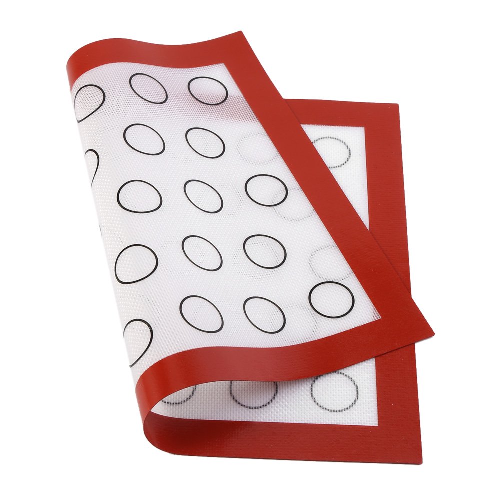 Macaron Silicone Baking Mat - Non Stick Silicon Macaroon Baking Sheet Cookie Liner,Perfect Cooking Kit for Macarons,Pastry,Cake and Bread Making(Red)