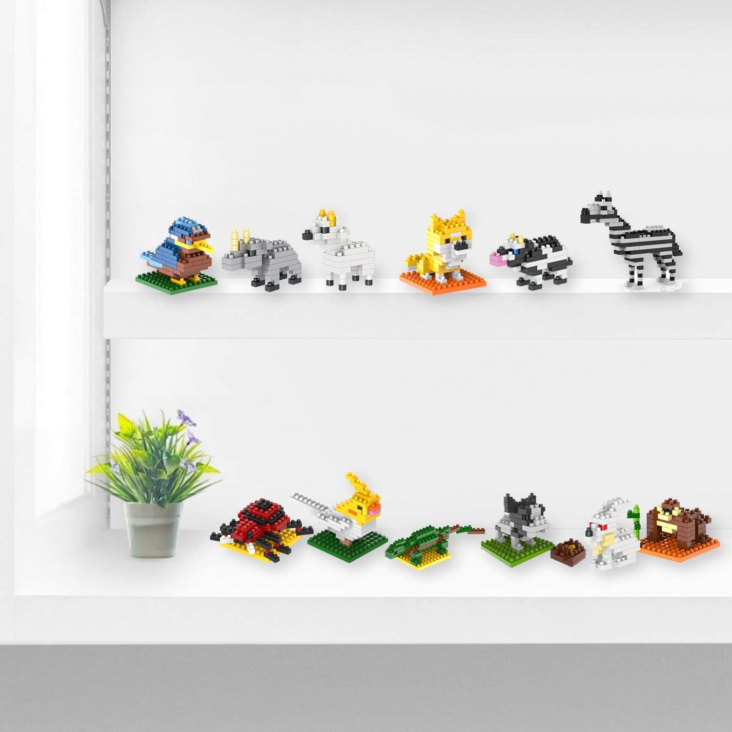 Kimiangel 12PCS Mini Animals Building Blocks Sets Party Favors for Kids Goodie Bags, Prizes, Birthday Gifts: Toys & Games