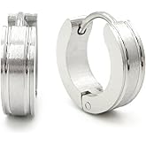 Pair Stainless Steel Carved Stripes Huggy Hoop Earrings 4mm Black Silver-tone Gold-tone Color