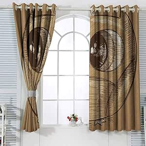 Cortinas opacas para dormitorio con diseño de búho con ojos realistas y